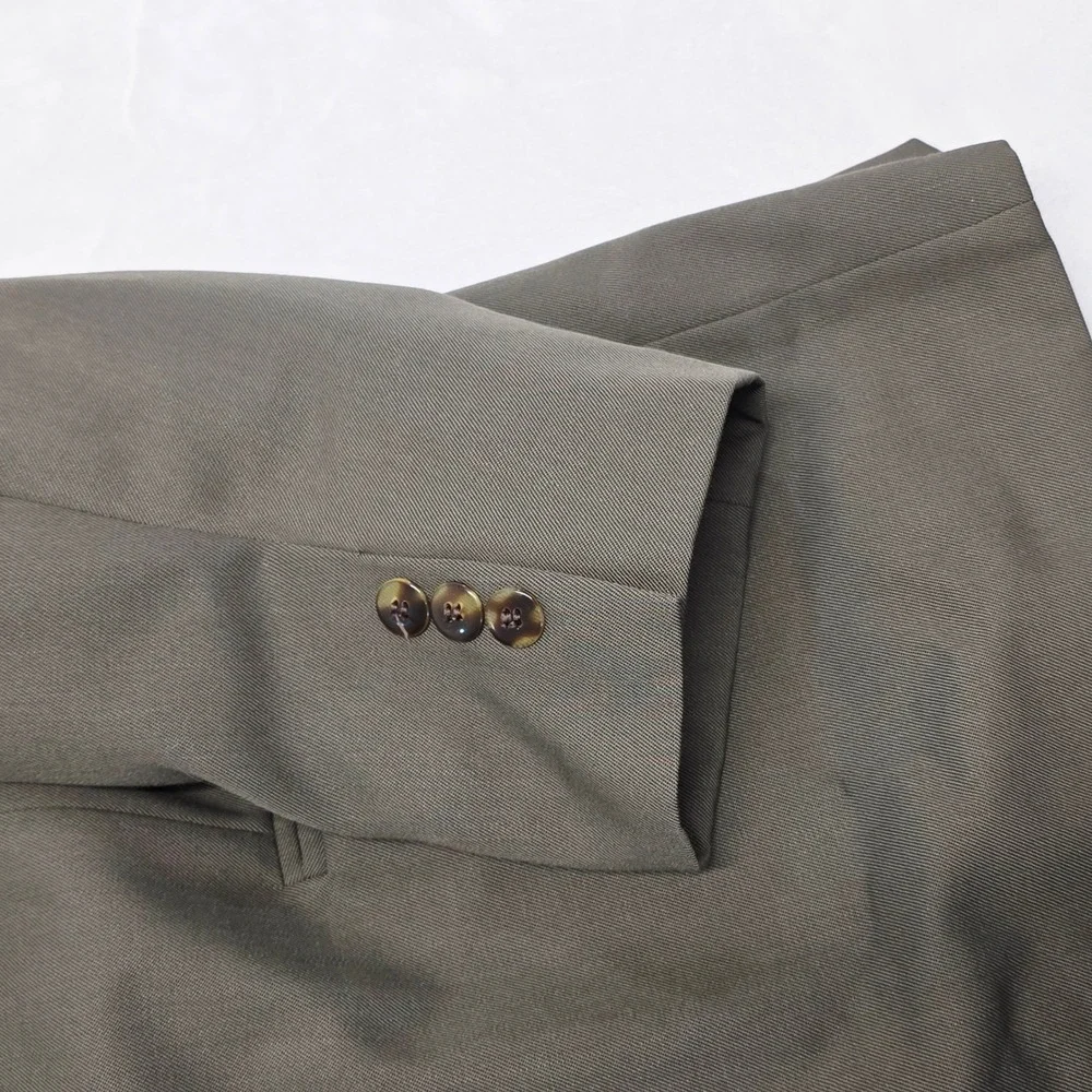 Vintage Raffinati Gold Men Olive Green Double Breasted Blazer Suit Jacket‎ 42R